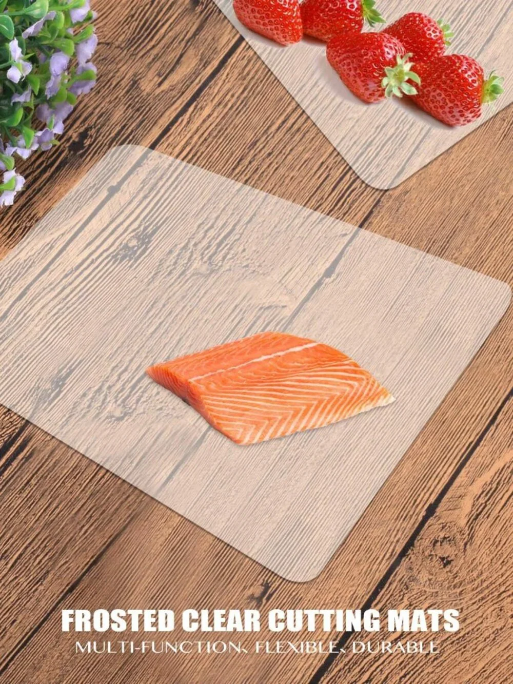 Fotouzy 4 Pack Flexible Plastic Cutting Boards 15 x 12 Frosted Clear BPA-Free
